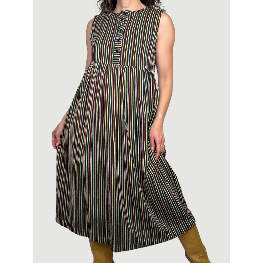 Ace & Jig Cliff Dress Fete Rainbow Stripe Cotton Midi Sleeveless Colorful M